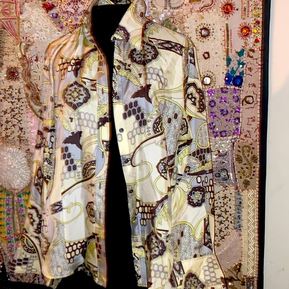 100% Polyester Designer 7 Button Blouse - image 1